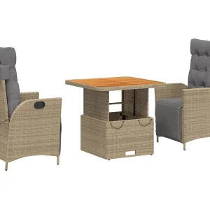 Arde 3-delige Tuinset met kussens poly rattan beige Arde 3-delige Tuinset met kussens poly rattan beige