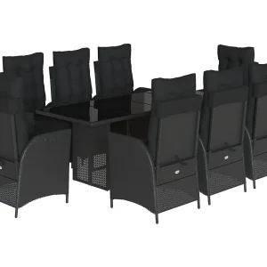 Anselm 9-delige Tuinset poly rattan zwart Anselm 9-delige Tuinset poly rattan zwart
