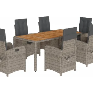 Adrien-Paul 7-delige Tuinset met kussens poly rattan grijs Adrien-Paul 7-delige Tuinset met kussens poly rattan grijs