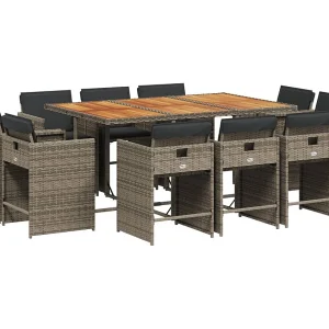 An Daingean 11-delige Tuinset met kussens poly rattan grijs An Daingean 11-delige Tuinset met kussens poly rattan grijs
