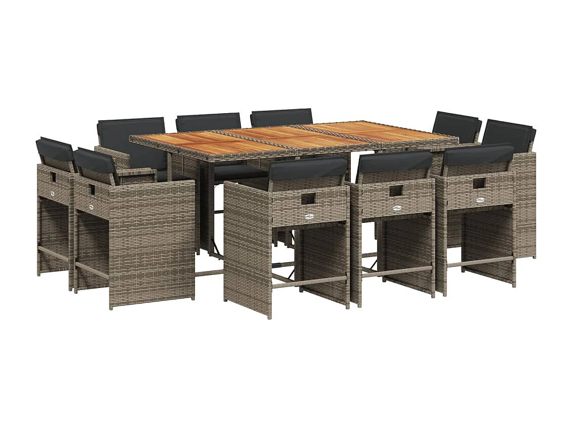 An Daingean 11-delige Tuinset met kussens poly rattan grijs