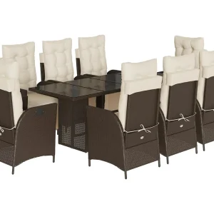 Anselm 9-delige Tuinset met kussens poly rattan bruin Anselm 9-delige Tuinset met kussens poly rattan bruin