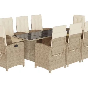 Almkerk  9-delige Tuinset met kussens poly rattan beige