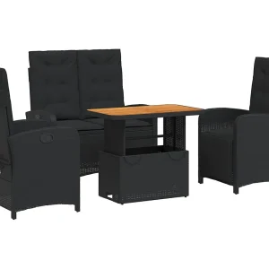 Abington 4-delige Tuinset met kussens poly rattan zwart Abington 4-delige Tuinset met kussens poly rattan zwart