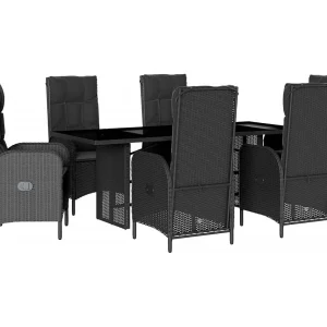 Altamura 7-delige Tuinset met kussens poly rattan zwart Altamura 7-delige Tuinset met kussens poly rattan zwart