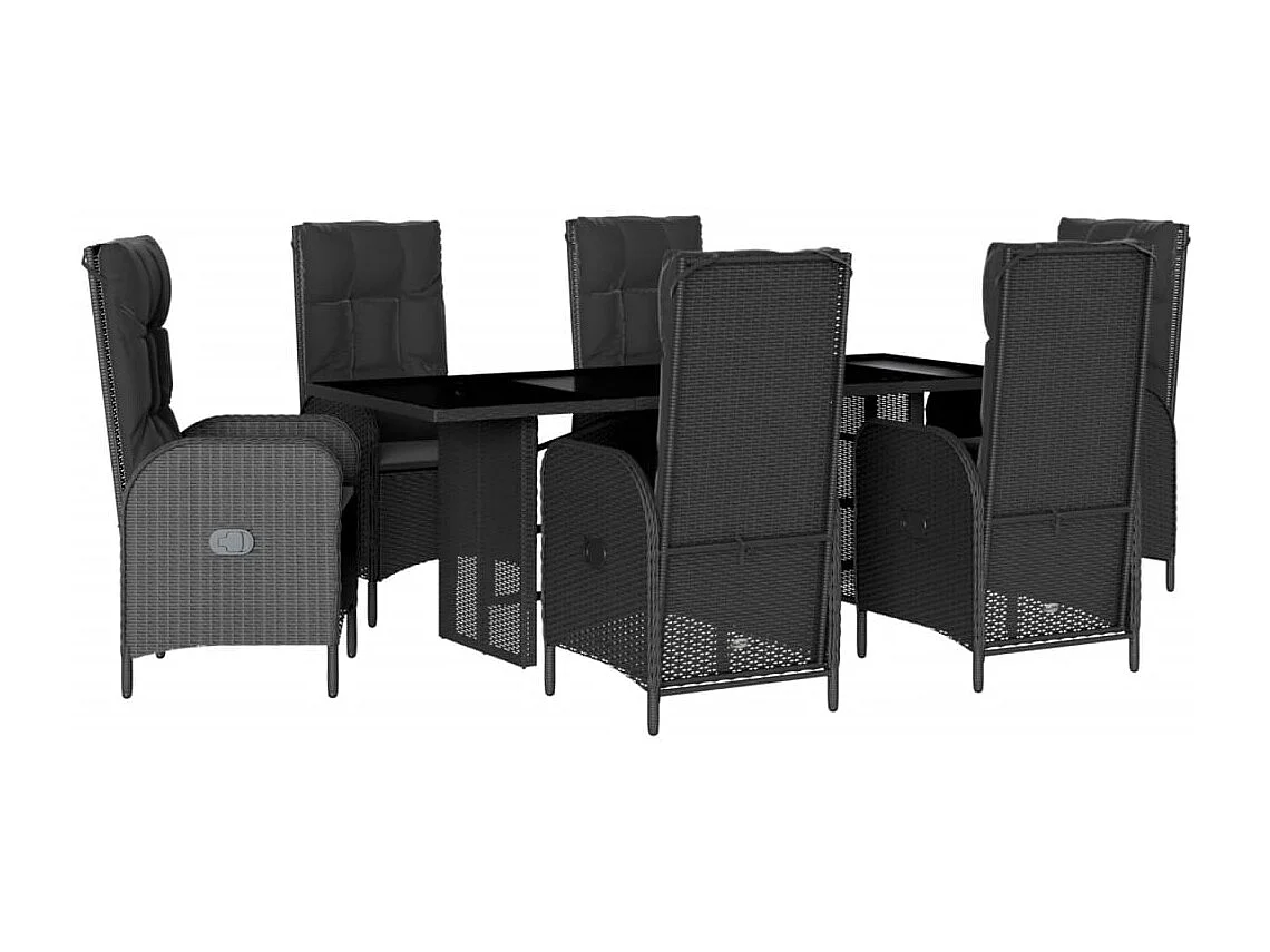 Altamura 7-delige Tuinset met kussens poly rattan zwart