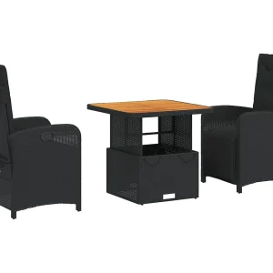 Abington 3-delige Tuinset met kussens poly rattan zwart Abington 3-delige Tuinset met kussens poly rattan zwart