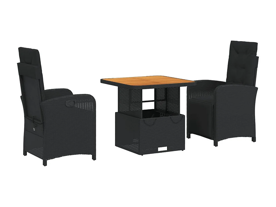 Abington 3-delige Tuinset met kussens poly rattan zwart