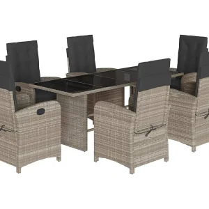 Almkerk  7-delige Tuinset met kussens poly rattan grijs