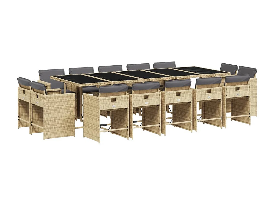 An Daingean 15-delige Tuinset met kussens poly rattan gemengd beige