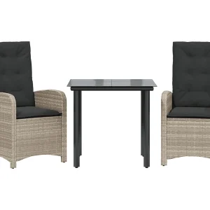 Akira 3-delige Tuinset met kussens poly rattan lichtgrijs Akira 3-delige Tuinset met kussens poly rattan lichtgrijs