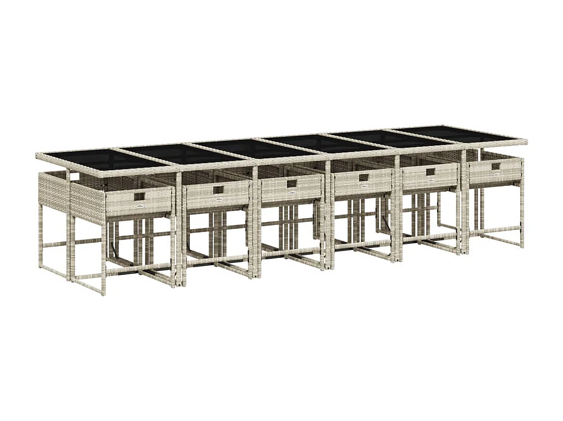 Arlon 13-delige Tuinset met kussens poly rattan lichtgrijs