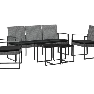Artor 5-delige Tuinset met kussens polypropeen rattan donkergrijs Artor 5-delige Tuinset met kussens polypropeen rattan donkergrijs