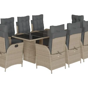 Anselm 9-delige Tuinset met kussens poly rattan lichtgrijs Anselm 9-delige Tuinset met kussens poly rattan lichtgrijs