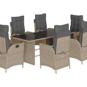 Anselm 7-delige Tuinset met kussens poly rattan grijs Anselm 7-delige Tuinset met kussens poly rattan grijs