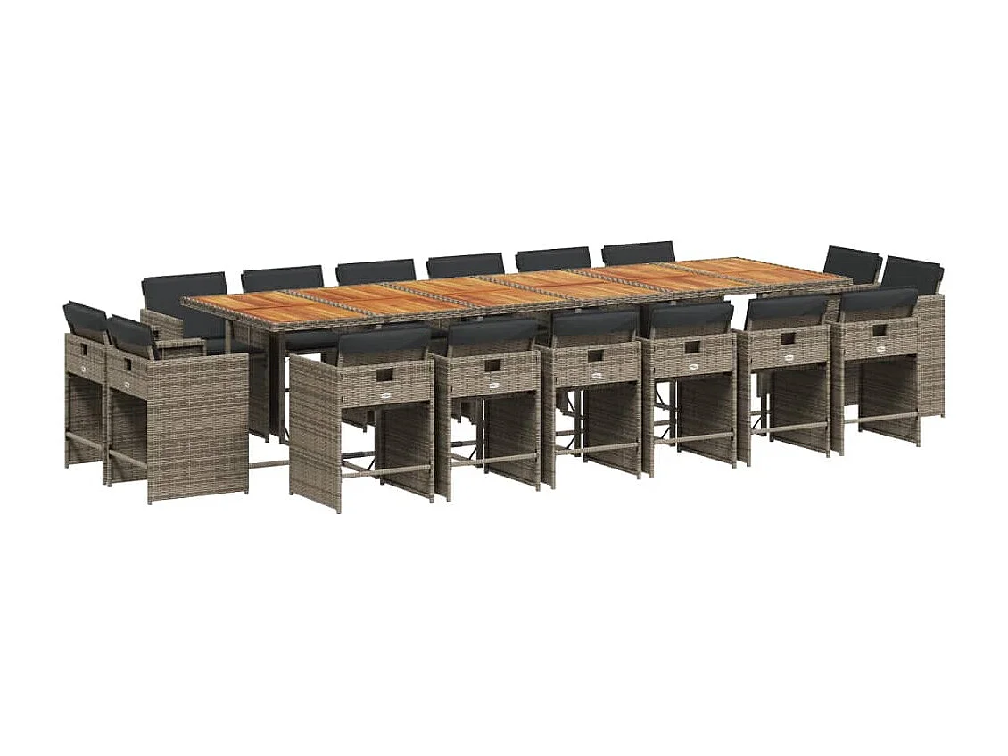 An Daingean 17-delige Tuinset met kussens poly rattan grijs
