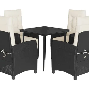 Ailladie 5-delige Tuinset met kussens poly rattan zwart Ailladie 5-delige Tuinset met kussens poly rattan zwart