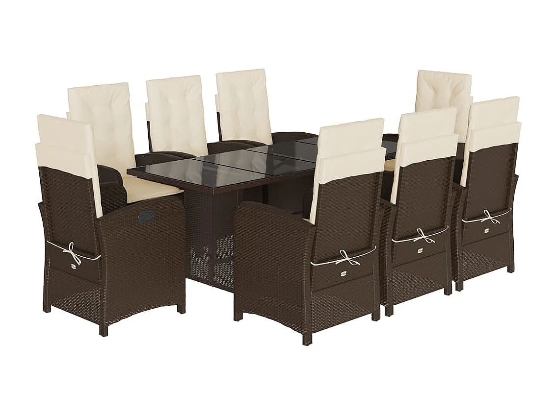 Almkerk 9-delige Tuinset met kussens poly rattan bruin