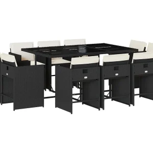 An Daingean 11-delige Tuinset met kussens poly rattan zwart An Daingean 11-delige Tuinset met kussens poly rattan zwart