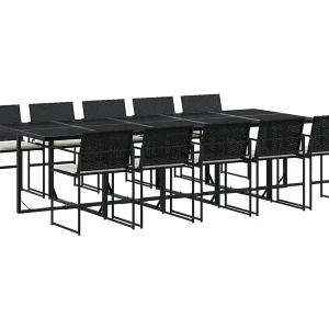 Antwerp 11-delige Tuinset met kussens poly rattan zwart Antwerp 11-delige Tuinset met kussens poly rattan zwart