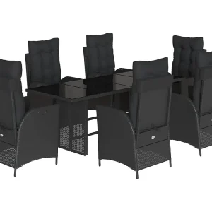 Anselm 7-delige Tuinset met kussens poly rattan zwart Anselm 7-delige Tuinset met kussens poly rattan zwart