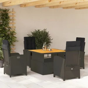 Abington 5-delige Tuinset met kussens poly rattan zwart Abington 5-delige Tuinset met kussens poly rattan zwart