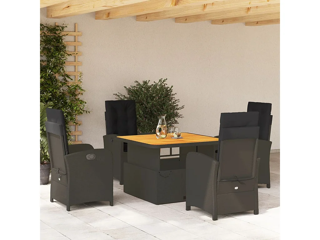 Abington 5-delige Tuinset met kussens poly rattan zwart