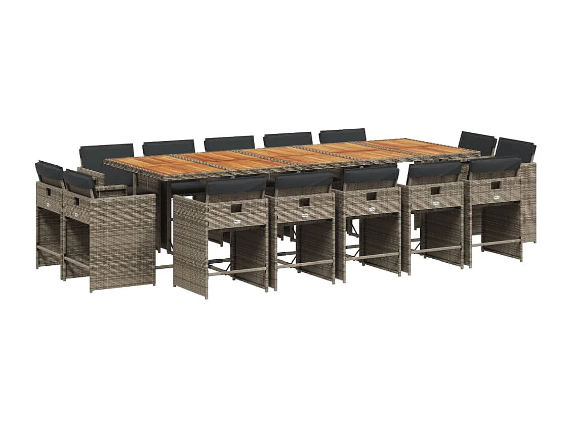 An Daingean 15-delige Tuinset met kussens poly rattan grijs