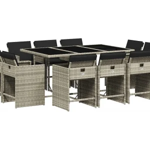 An Daingean 11-delige Tuinset met kussens poly rattan lichtgrijs An Daingean 11-delige Tuinset met kussens poly rattan lichtgrijs