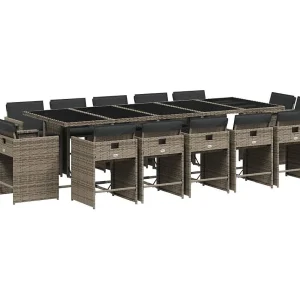 An Daingean 15-delige Tuinset met kussens poly rattan grijs An Daingean 15-delige Tuinset met kussens poly rattan grijs