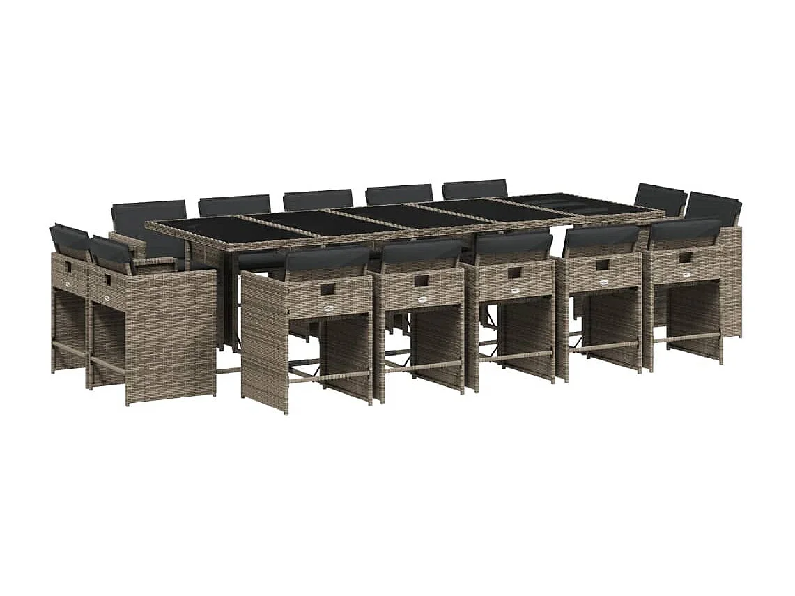 An Daingean 15-delige Tuinset met kussens poly rattan grijs