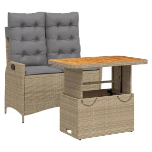 Arde 2-delige Tuinset met kussens poly rattan beige Arde 2-delige Tuinset met kussens poly rattan beige