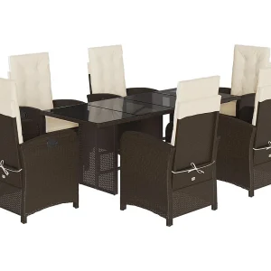 Almkerk  7-delige Tuinset met kussens poly rattan bruin