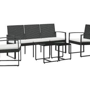 Artor 5-delige Tuinset met kussens polypropeen rattan zwart Artor 5-delige Tuinset met kussens polypropeen rattan zwart