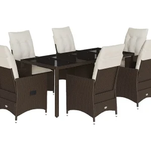 Alden 7-delige Tuinset met kussens poly rattan bruin Alden 7-delige Tuinset met kussens poly rattan bruin