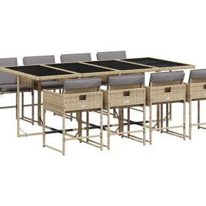 Arlon 9-delige Tuinset met kussens poly rattan gemengd beige Arlon 9-delige Tuinset met kussens poly rattan gemengd beige