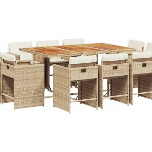 An Daingean 11-delige Tuinset met kussens poly rattan beige An Daingean 11-delige Tuinset met kussens poly rattan beige