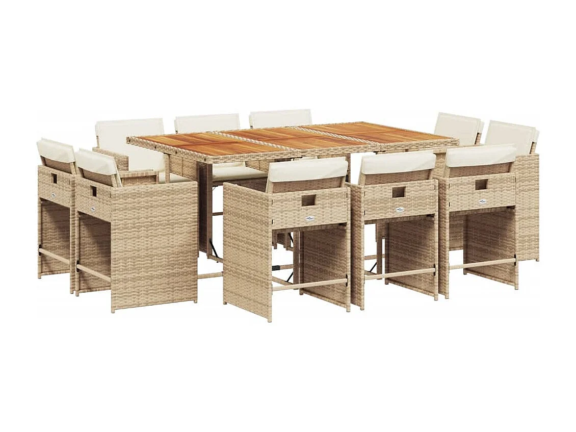 An Daingean 11-delige Tuinset met kussens poly rattan beige