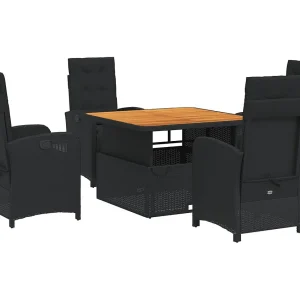 Abington 5-delige Tuinset met kussens poly rattan zwart Abington 5-delige Tuinset met kussens poly rattan zwart