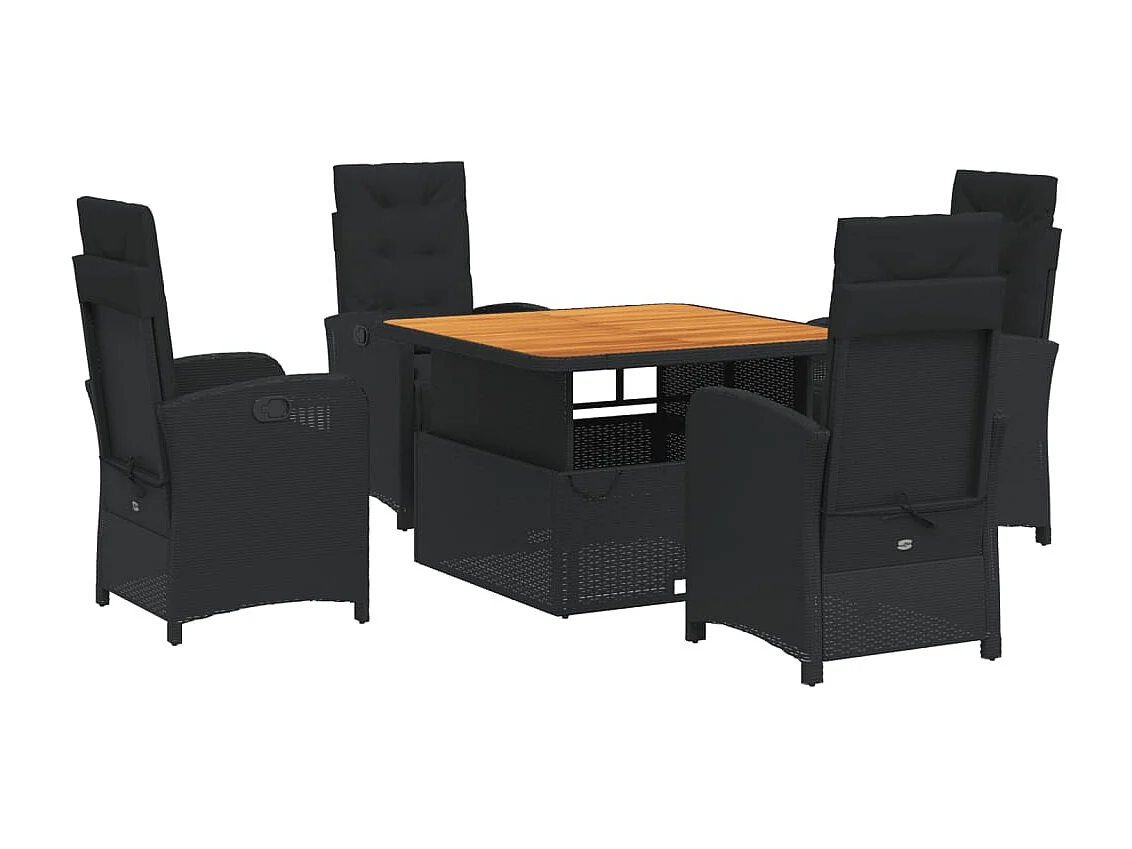 Abington 5-delige Tuinset met kussens poly rattan zwart