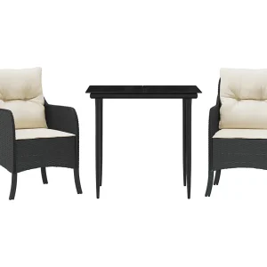 Askøy 3-delige Tuinset met kussens poly rattan zwart Askøy 3-delige Tuinset met kussens poly rattan zwart