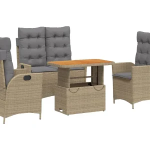Arde 4-delige Tuinset met kussens poly rattan beige Arde 4-delige Tuinset met kussens poly rattan beige