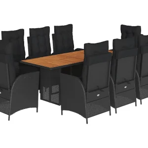 Anselm 9-delige Tuinset poly rattan zwart Anselm 9-delige Tuinset poly rattan zwart