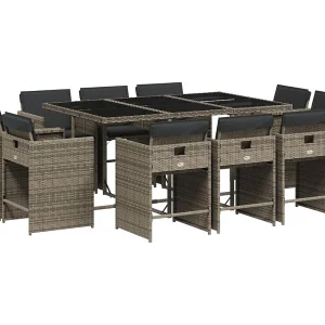 An Daingean 11-delige Tuinset met kussens poly rattan grijs An Daingean 11-delige Tuinset met kussens poly rattan grijs