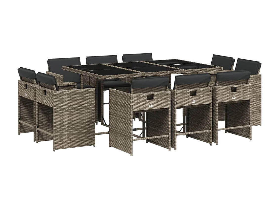 An Daingean 11-delige Tuinset met kussens poly rattan grijs