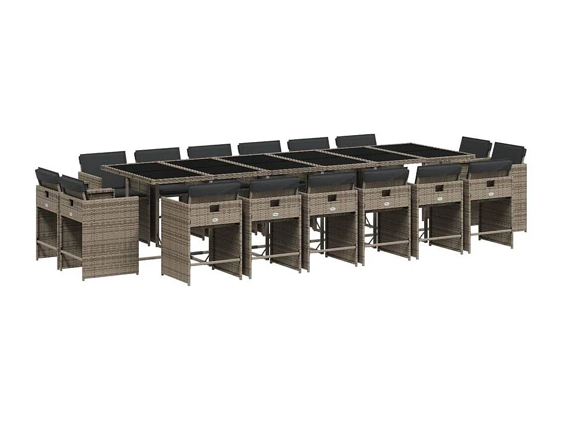 An Daingean 17-delige Tuinset met kussens poly rattan grijs