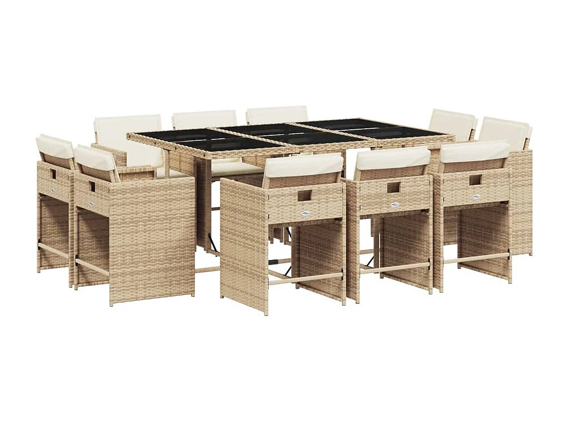 An Daingean 11-delige Tuinset met kussens poly rattan beige