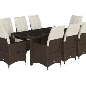 Alden 9-delige Tuinset met kussens poly rattan bruin Alden 9-delige Tuinset met kussens poly rattan bruin