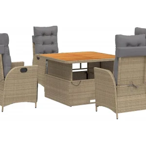 Arde 5-delige Tuinset met kussens poly rattan beige Arde 5-delige Tuinset met kussens poly rattan beige