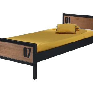 Alex bed met donker en zwart massief grenen onderstel 90×200 cm Alex bed met donker en zwart massief grenen onderstel 90×200 cm